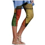 Women Yoga Running Pants Print Compression Leggings Athletic Summer Capris Stretch Slim Cropped Pants Workout Tights