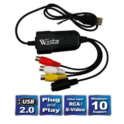 USB 2.0 Audio Video Capture Card Easy to cap Adapter VHS to DVD Video Capture for Windows 10/8/7/XP