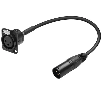 D-Type XLR Male Panel Mount to XLR Male/Female Connector Pass Through Cable,3 Pin Mic XLR Feed/Pass Thru Converter