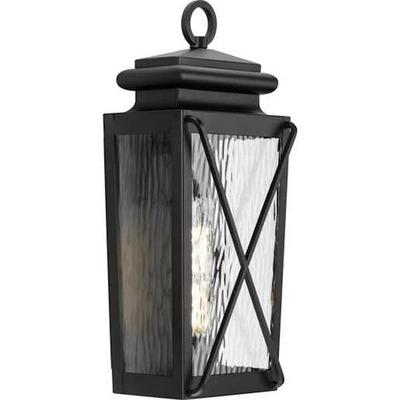 Progress Lighting 252251 - 1 Light Black with Clear Water Glass Wall Light Fixture (ONE-LIGHT OUTDOOR 17-7/8 IN HT WALL LANTERN CLEAR WATER GLASS (P560261-031)