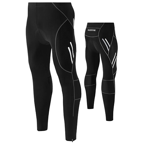 TRYSIL Herren Fahrradhose Fahhrad Hosen Gepolsterte Shorts / Chamois Mountainbike MTB Straßenradsport Sport Feuchtigkeitsdurchlässigkeit Stretch Leicht Rückentasche Marineblau Schwarz Spandex Image