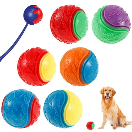 Evjurcn 6Pcs Squeaky Dog Balls Vibrant Color Squeaky Dog Toy High Bouncy Dog Squeaky Toy Balls Interactive Chewing Squeaky Balls Durable Dog Teething Balls Multifunctional Dog Toys Balls