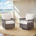 PARKWELL 2PCS Outdoor Swivel Gliders - Patio Wicker Bistro Furniture Set with Cushion - Outdoor 360 Degree Swivel Rocker Chair Porch Balcony Furniture Beige