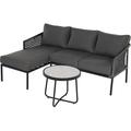 Outdoor 3 Pieces Set All-Weather Wicker Conversation Set for Patio Garden Backyard with Olefin Cushions Detachable Lounger and Coffee Table (3 Pieces L-Shaped Sofa Set)