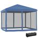 CoSoTower 10 X 10 Pop Up Canopy Tent with Netting Instant Gazebo Ez Up Screen House Room with Carry Bag Height Adjustable for Outdoor Garden Patio Blue