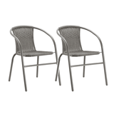 2-piece Outdoor Dining Chairs | Rattan and Metal Gray Patio Chair Set