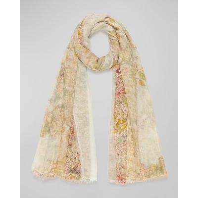 Muted Floral Cashmere-Blend Scarf
