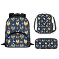 SEANATIVE Cute Kids Backpack Boys Lightweight School Backpack with Lunch Box+Pencil Box Chicken Butterfly Girls School Book Bags Set of 3
