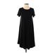 Lularoe Casual Dress - A-Line Crew Neck Short Sleeve: Black Solid Dresses - Women's Size X-Small