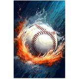 Uoyeqt Adult Kid 1000 Pieces Wooden Jigsaw Puzzle Flame Baseball Jigsaw Puzzle