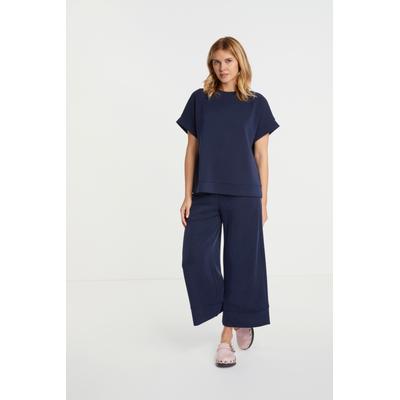 Culotte RICHROYAL "2409 T Peach Culotte", Damen, Gr. L, N-Gr, blau (midnight blau), Web, Obermaterial: 52% Modal, 42% Polyester, 6% Elasthan, casual, Hosen, aus fester, gepeachter Qualität Image