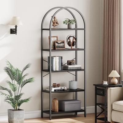 5 Tier Bookcase Arched Display Racks Tall Standing Storage Rack