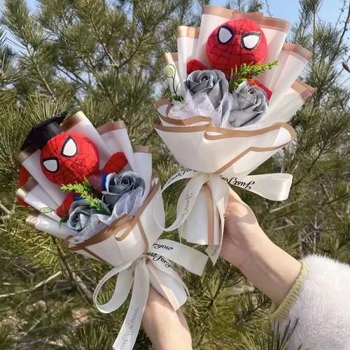 Superheld Spider-Man Hulk Superman Kapitän Amerika Plüsch puppen handgemachte Blumen sträuße für