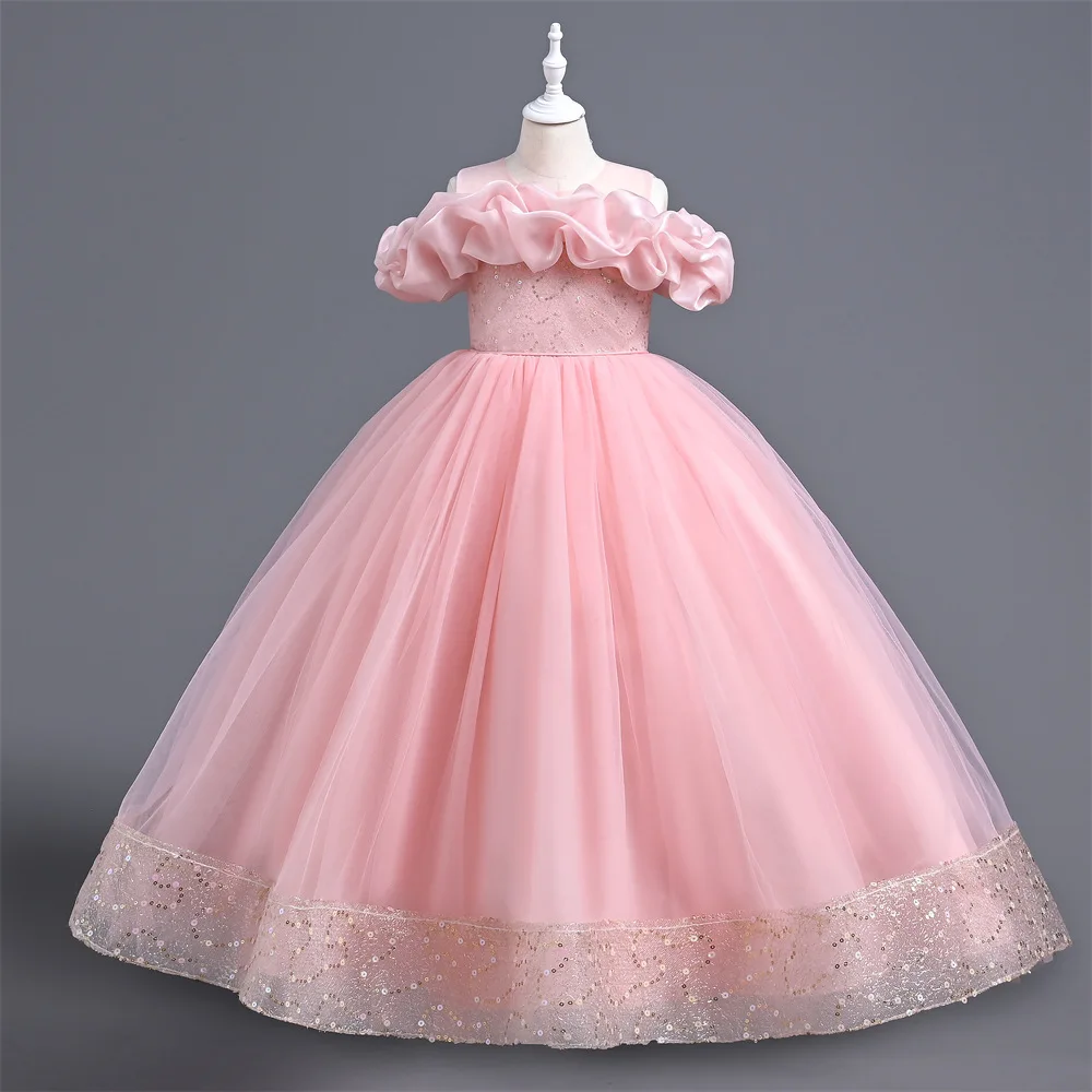 Baby Mädchen Blume Prinzessin Ballkleid Party Spitze Langes Kleid Für Geburtstag Hochzeit Teenager Kinder Weihnachten Kleider Kinder Kleidung Image