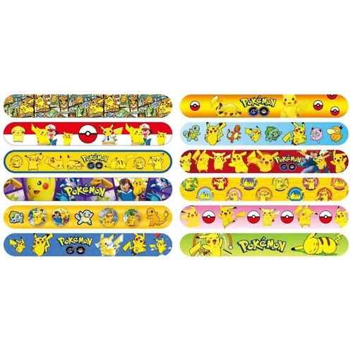 3/6/12 stücke Pokemon Armbänder Pikachu Figuren Anime Armband Kind Slap Band Puzzle Spielzeug Jungen