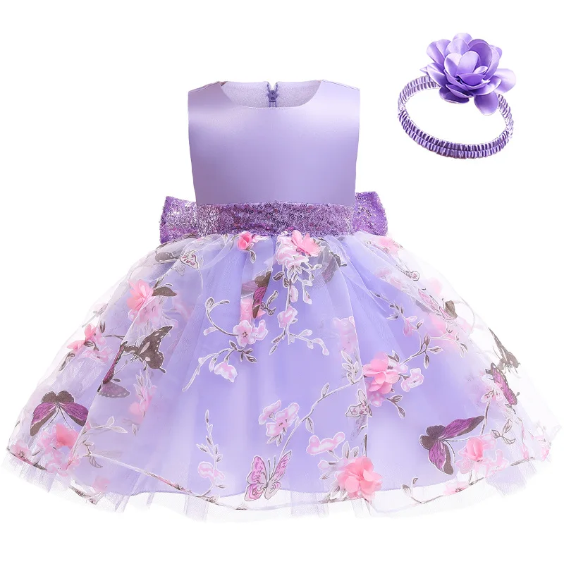 Blume Schmetterling Baby Mädchen Kleid 1 2 3 4 5 Jahre Sommer Mesh Stickerei kleine Prinzessin Kleid Weihnachts feier Geschenk Kinder kleidung Image