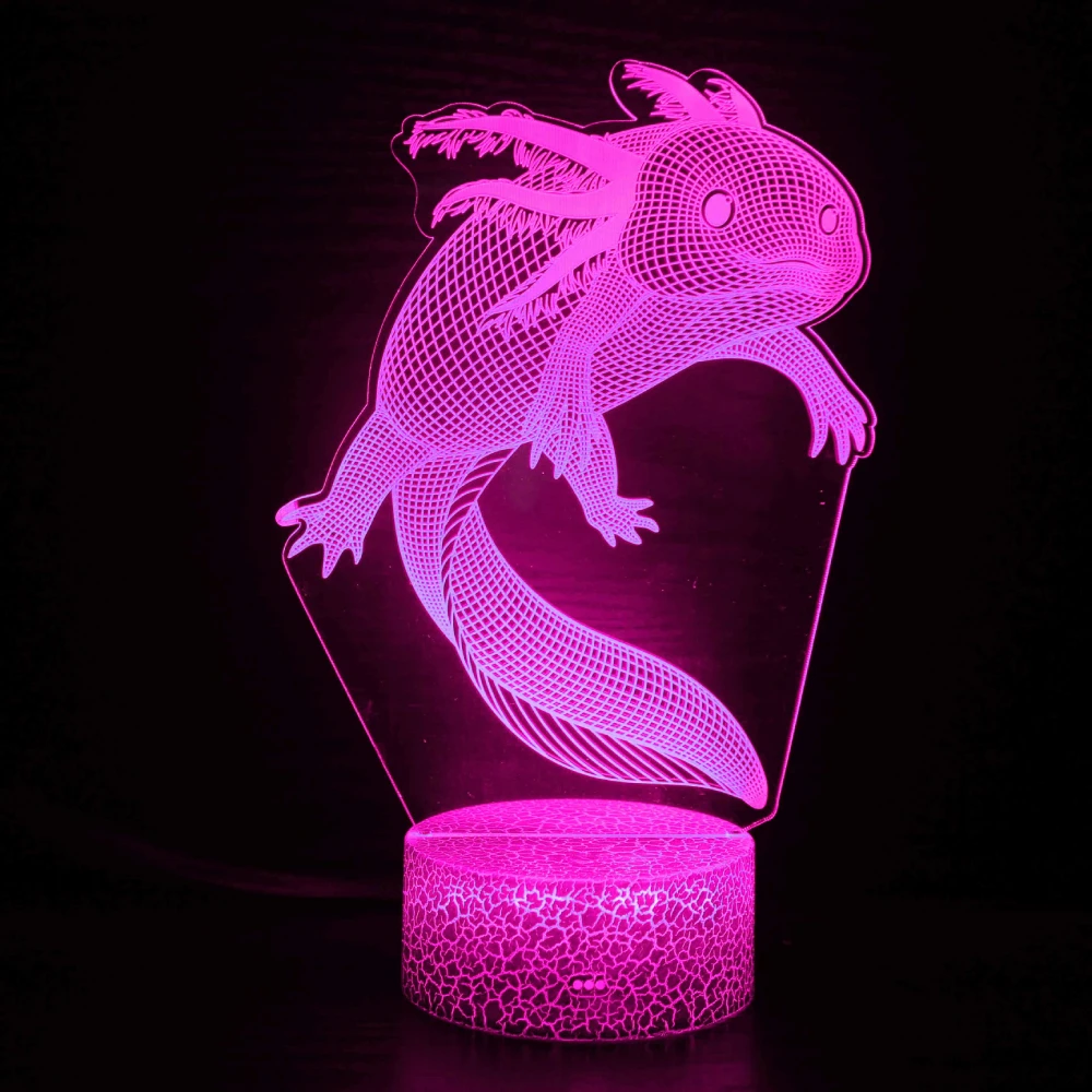 Nacht Axolotl 3D Nachtlicht Led USB Tabe Schreibtischlampe 16-Farbwechsel Nachtlicht Schlafzimmer Dekor Geburtstag Weihnachtsgeschenke für Kinder