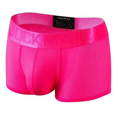 Mode Fluoreszierende Farbe männer Unterwäsche Sportliche Atmungsaktive Mesh Boxer Briefs Sexy Transparente Männliche Unterhose Boxer Shorts Image