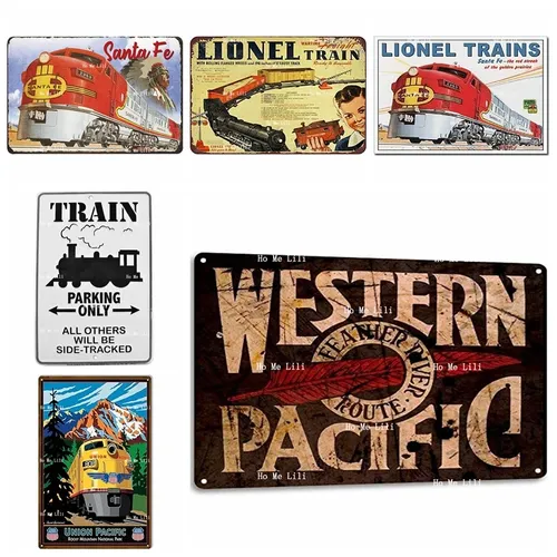 Güterzug Santa Fe Eisenbahn Retro Ad Poster Zug Parkplatz westlichen Pazifik Eisenbahn Logo Retro