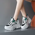 New Ins Scarpe da ginnastica bianche con tacco alto Scarpe robuste da donna Sneaker con zeppa Piattaforma Scarpe da ginnastica con lacci Scarpe da donna con suola spessa