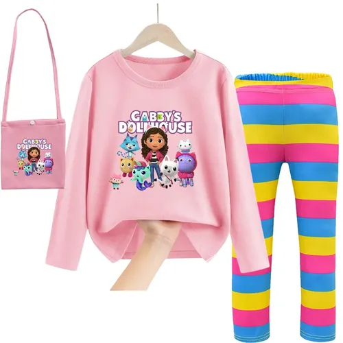 Neue Herbst Baby Mädchen Gabby Puppenhaus Tasche T-Shirt Hosen setzt Kleinkind Mädchen Gabbys