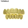 TOPGRILLZ New Fit placcato Color oro HipHop d-cut denti Grillz Caps Set griglia superiore e