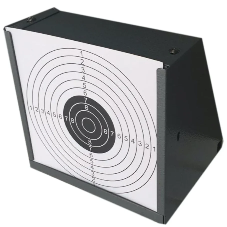 5,50"*5,50" graue Pelletfalle mit integriertem Spinner + 20 Papierziele für Luftgewehre, Pelletpistole, BBs und Airsoft Image