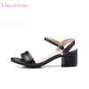 Marke Neue Sommer Mode Weiß Schwarz Frauen Casual Sandalen Quadratische Absätze Dame Slingback Schuhe Plus Große Kleine Größe 31 45 47 52