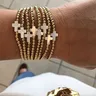 Vlen Shelly Cross bracciale Christian Jewelry bracciale con perline Color oro in metallo 18 carati