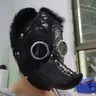 Black Plague Doctor Mask Halloween Cosplay Party Horror Beak Latex Mask Plague Doctor Costume