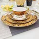Western QuePlate-Service de vaisselle Sophia steak plat tasse à café bord doré ustensiles de