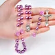 Collier chapelet de perles de verre violet catholique pour femme croix INRI pendentif Nina Ifix