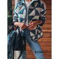 KONDALA-Vestes à imprimé géométrique pour femmes simple boutonnage chaud mode combinée rétro
