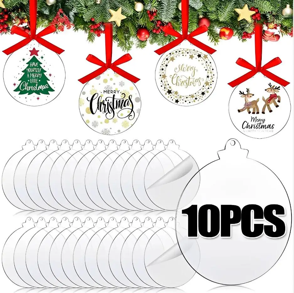 /05/2019 acryliques pour sapin de Noël, bricolage, cercle vierge, décoration pour la maison, bricolage, facile à utiliser, artisanat de boule, 10 pièces