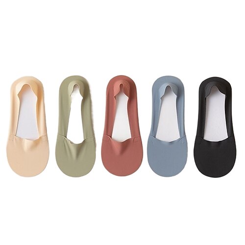 5 teile/satz ice silk boot socken frauen frühling sommer dünne nicht-slip socken baumwolle bottom socken high heels flach mund unsichtbare socken