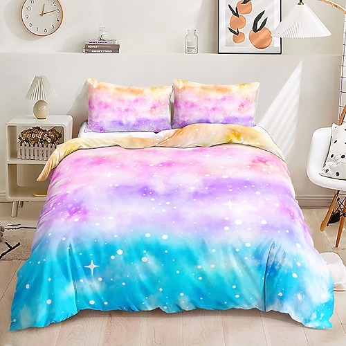 3D-Bettwäsche mit Regenbogendruck, Bettbezug, Bettwäsche-Sets, Bettdeckenbezug mit 1 bedrucktem Bettbezug oder Bettdecke, 1 Bettlaken, 2 Kissenbezügen für Doppel-/Queen-/King-Size-Betten für den Image