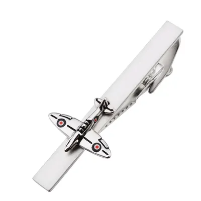 2.2 inch airplane tie clip for men, classic novelty tie bar spitfire fighter design tie pin clip,