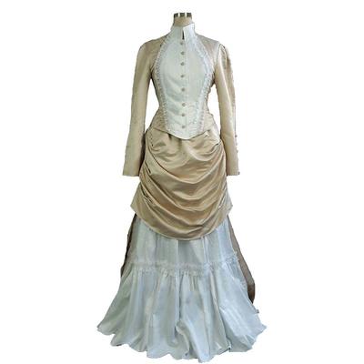 Victorian 1910s Edwardian Dress Outfits Floor Length Duchess Plus Size Bridal Women's Solid Colored Plus Size Normal Customized Wedding Homecoming Carnival of Venice Adults' Top Dress