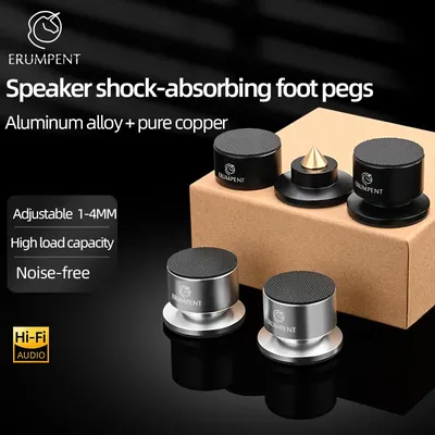 HiFi 4Pcs Speaker Spike Stand Foot Pads Aluminum Alloy Mixer Carbon Fiber Adjustable Shock-absorbing feet pegs for Speakers