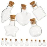 Guichaokj 15 Pcs Mini Glass Bottle Decor Jars for Decoration Small Storage Containers Perfume Lanyard Wooden