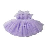 Tengma Toddler Girls Dresses Baby Lace Sleeveless Dress Solid Color Bow Dress Princess Puffy Dress Wedding Party Prom Wedding Party Princess Dress Pageant Gown Purple 100