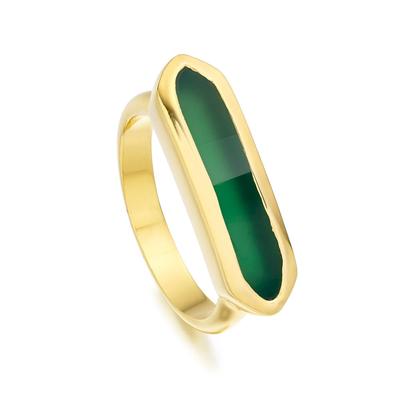 Baja Green Onyx Ring, Gold Vermeil on Silver