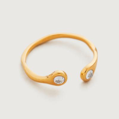 Gold Mini Gem Open Ring White Topaz