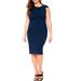 Plus Size Women's Twisted Shoulder Sheath Dress by ELOQUII in Navy (Size 16)