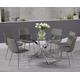 Bernini 165cm Oval Glass Dining Table With 6 Grey Astrid Faux Leather Chairs