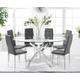 Bernini 165cm Oval Glass Dining Table With 6 Grey Angelo Faux Leather Chairs
