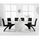 Colby 200cm Oval White Marble Dining Table With 6 Black Aldo Chairs