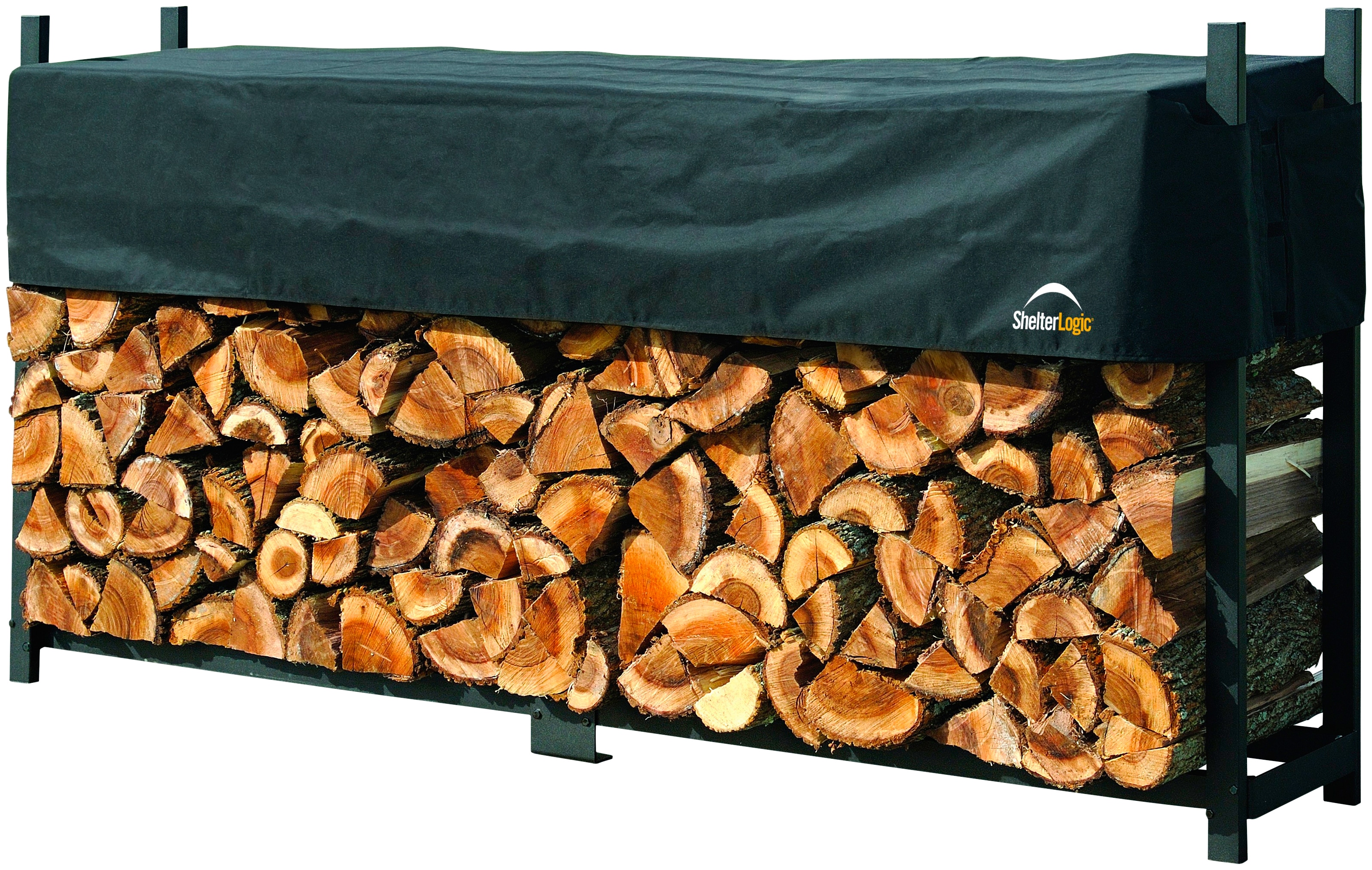 Kaminholzregal SHELTERLOGIC, schwarz, B:239cm H:119cm T:36cm, Polyester, Stahl, Kaminholzlager