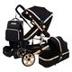 Folding Baby Stroller Pushchair 3 in 1 Carseat and Strollers Combo Foldable Carriage Luxury Pushchair Shock Absorption Springs High View Pram with Backpack
