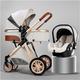 3 in 1 Combination Stroller, Standard Stroller, Travel System, Stroller, Buggy, for Newborns, Portable Carrycot, Foldable High Stroller A